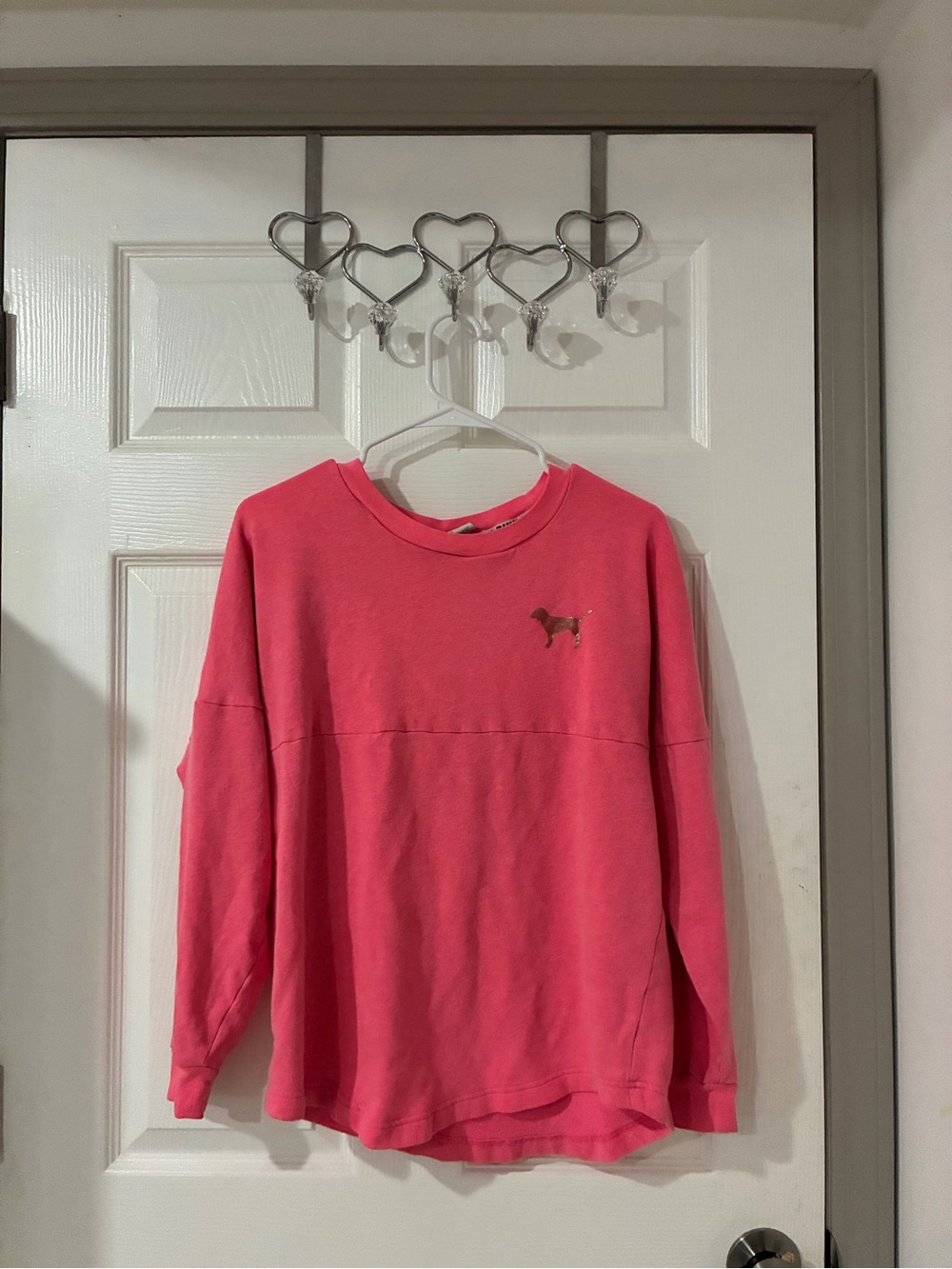 PINK Victoria's Secret Pink Sparkly Crewneck Sweatshirt with Dog Logo